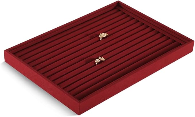 Linen Stackable Ring Ear Studs Display Tray, Premium Rings Storage Tray, Jeweler Shop Counter Showcase Table Top Organizers, Makeup Table Drawer Insert Jewelry Tray