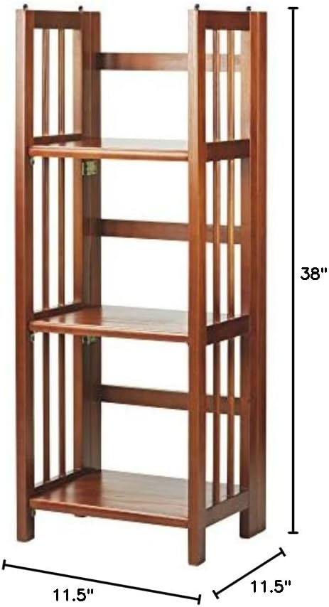Casual Home Narrow 3-Shelf Folding Bookcase, 14" Wide, Mahagony