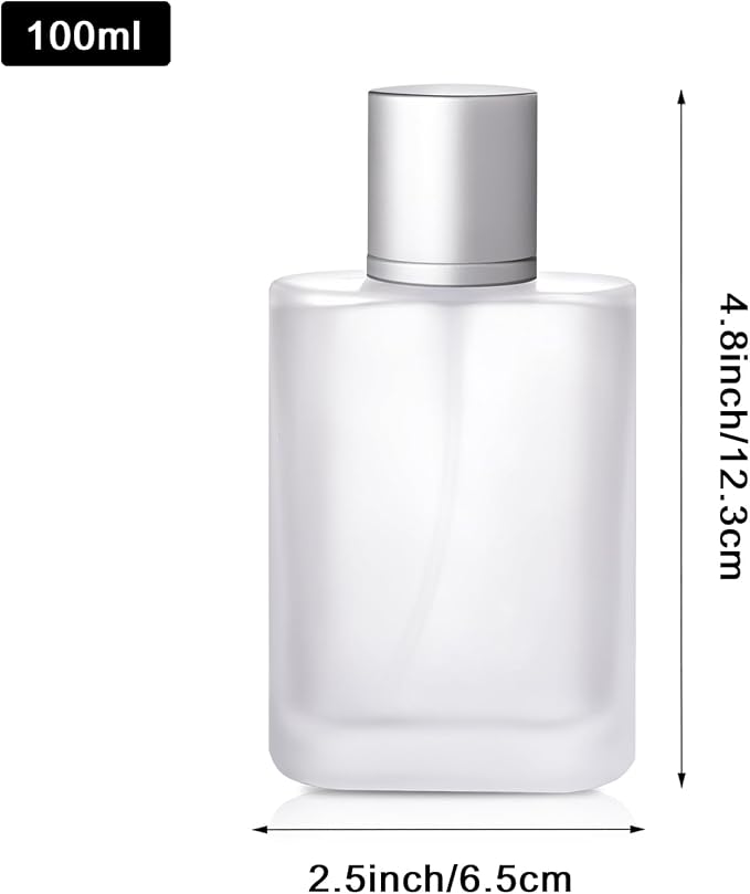 100ml/3.4 Oz Frosted Glass Spray Bottle Perfume Atomizer,Refillable Perfume Spray Bottle Perfume Bottles Empty with 3 Kinds of Perfume Dispenser (Frosted Glass 100ml)