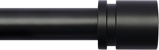 Byondeth Curtain Rods for Windows 16 to 48 or 60 Inches Max Adjustable Length 1 Inch Diameter Window Curtain Rod with Aluminium Finials, Black