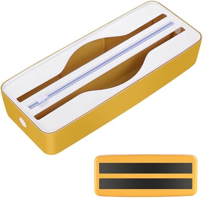 Dual-Slot Multifunctional Kitchen Cutter | For Cling Film, Aluminum Foil, and Parchment Paper Storage & Cutting | Easily Cut Two Materials at Once (Yellow(magnetic))