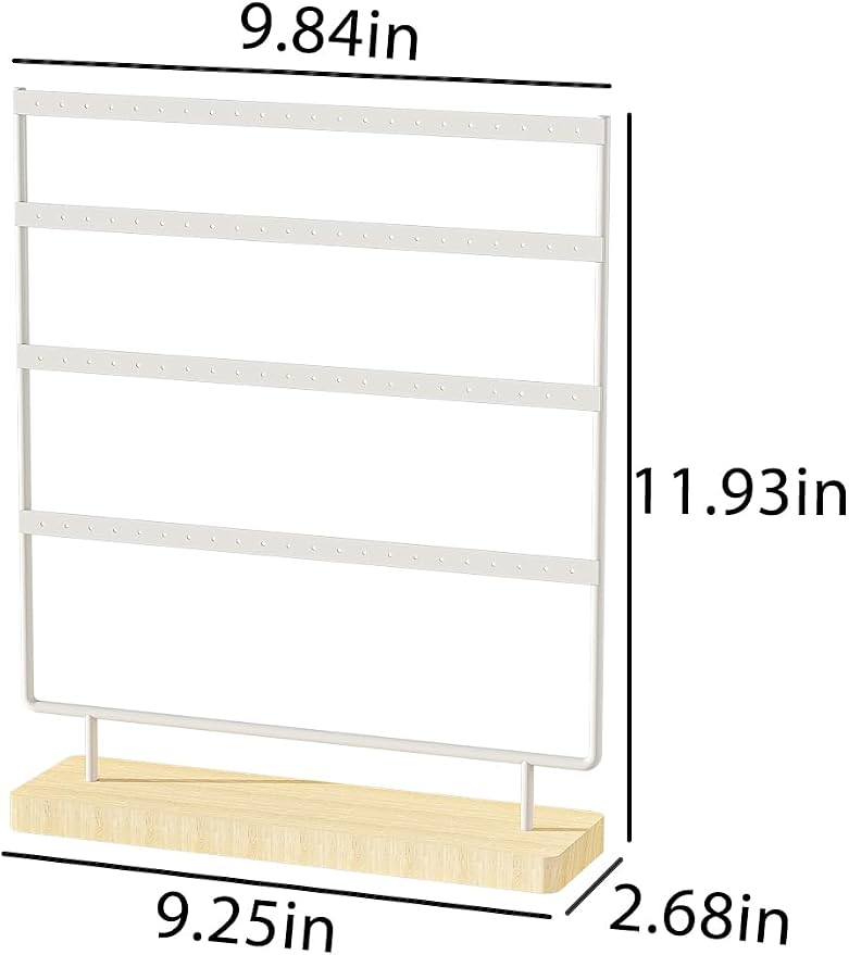 Julysky Earring Holder Organizer, Earring Stand, 4 Layers, White
