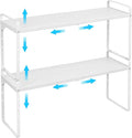15.5 to 25.5 Inch Expandable Kitchen Cabinet Organizer Shelf, 30 LBS Heavy Duty Stackable Kitchen Counter Storage Shelves Organizers, 2 Pack Adjustable Small Storage Shelf Rack For Cabinet Cupboard