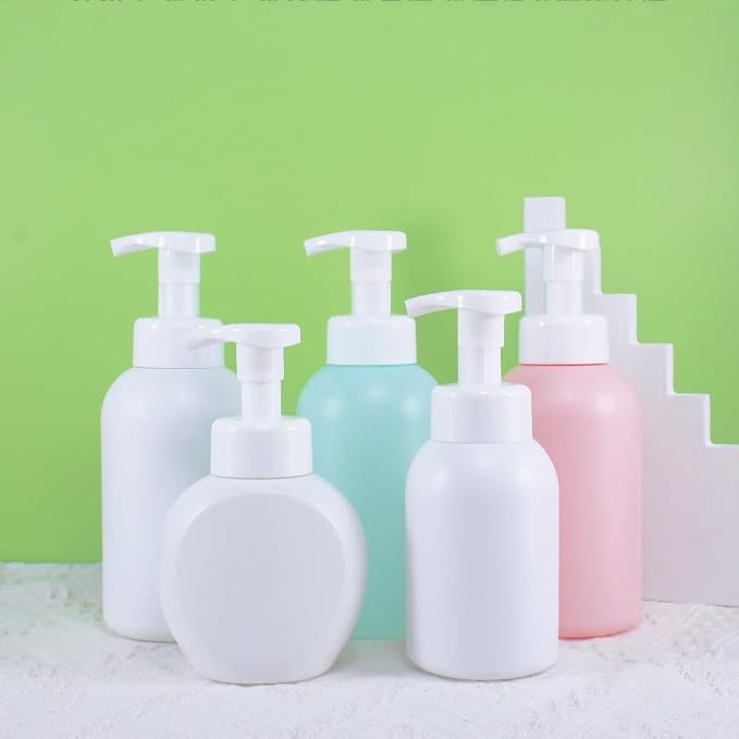 Plastic Foaming Hand Soap Dispenser,Toddler Bar Soap Cute Kids Dispenser for Bathroom Refillable Pump Bottles for Kitchen Liquid Shampoo Body Wash 10oz 300ml (1, White)