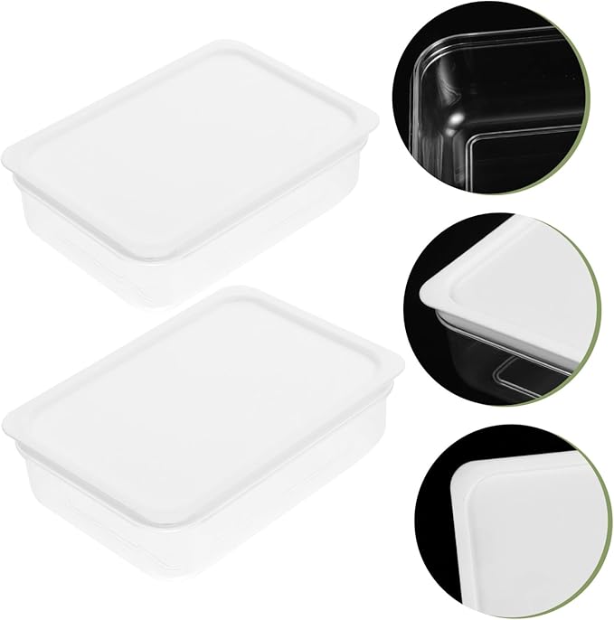 2Pcs Wear-resistant Refrigerator Food Containers with Lids Transparent Rectangular Preservation Boxes for Meat Storage and Fruit Organization Space-saving Kitchen Fridge Organizer