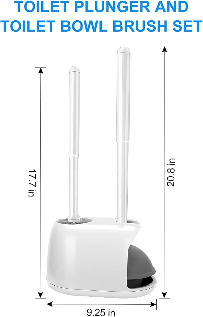 SetSail Toilet Brush and Plunger Set, 3 Pack Toilet Plungers for Bathroom with Holder Heavy Duty Toilet Bowl Brush and Holder Hidden for Deeply Cleaning,White