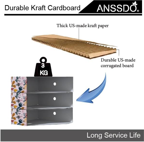 ANSSDO 6 Pack Cardboard Magazine File Holder Organizer - Pink Floral | 12 Pieces Lable Included; Large Volume Recycable Cardboard Storage Box for Letter-sized Documents or Textbooks on Desk