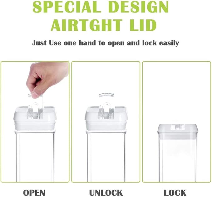 Food Storage Containers with Lids, 6 Pieces Set Airtight Food Containers , Interchangeable Lock Design & Heavy Duty BPA Free Plastic (6)