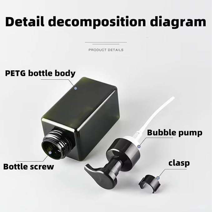 2Pcs Foaming Soap Dispenser, 450ml(16oz) Refillable Modern Square Pump Bottle for Shampoo, Body Wash, Liquid Soap, PETG Plastic Empty Soap Dispenser for Kitchen, Bathroom, Hospital (Green)