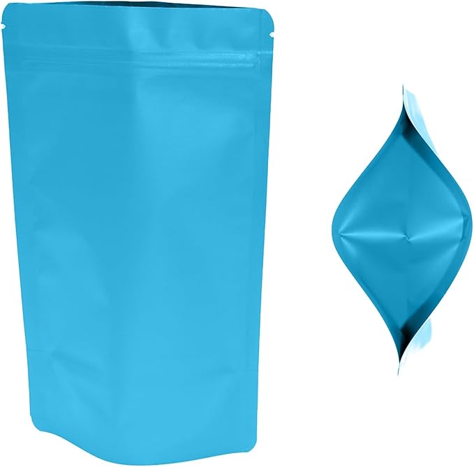 100PCS Smell Proof Resealable Pouch Bags,ULIFESTAR Aluminum Foil Flat Food Storage Bag,Sealable Pcsaging Zipper Pouches with Tear Notches for Pcsaging Lipgloss,Jewelry,etc(12*20cm/4.72*7.87",Blue)