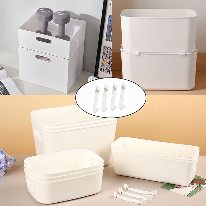 20 Pack Storage Bins Stackable Clip Stacking Buckle Stand Space Saving Support for Stackable Plastic Storage Bins Pantry Organizer Cabinet Storage Container Baskets Maximum Home Organization