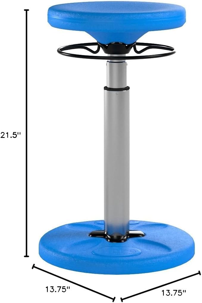 Kore Adjustable Height Wobble Chair, Active Sitting for Children, Kids, Teens: Better Than a Balance Ball, Flexible Classroom Seating, Adjusts from 16.5 to 24 inches, Blue