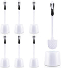 Tioncy 6 Pack Toilet Brush with Holder, 14.96 Inch Toilet Bowl Brush Set, Stiff Bristles Scrubber for Deep Cleaning, Base Caddy, Bathroom Cleaning Supplies (Black,White)