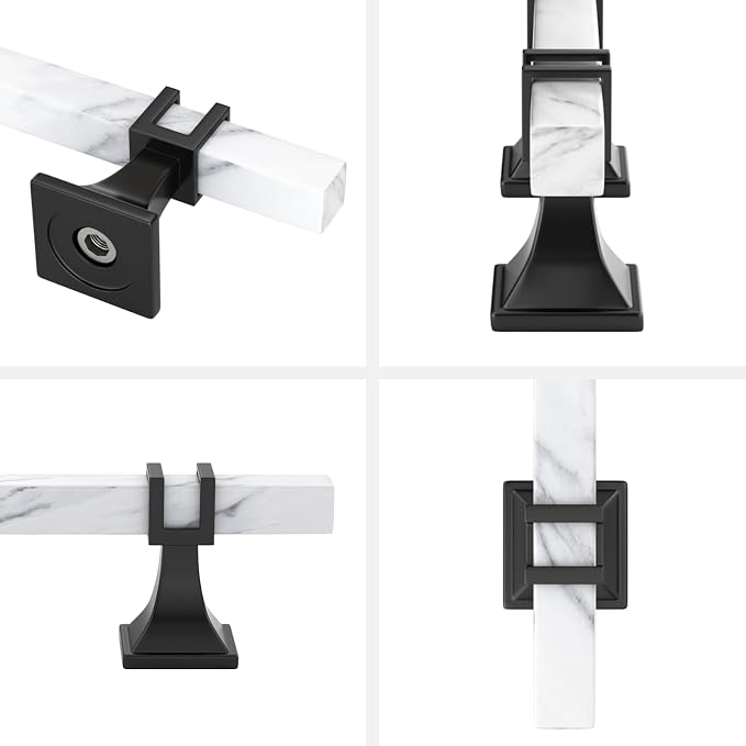 25 Pack 3-3/4 Inch White Marble Cabinet Pulls, Black Cabinet Handles Marble Grain and Black Pulls, Kitchen Cabinet Handles Square Dresser Drawer Pulls Kitchen Hardware