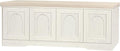 DINZI LVJ Shoe Bench, Entryway Storage Bench with Doors, Cushion, 2-Tier Shoe Rack with 8-Cubby, 47.2”L x 13.8”W Farmhouse Shoe Organizer Cabinet, Adjustable Shelf, Living Room, Bedroom, Rustic White