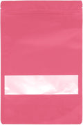 50PCS Foil Pouch Mylar Bags with Clear Window,ULIFESTAR Stand Up Sealable Bags with Tear Notches,Resealable for Food,Party Favors,Gift Packaging and Small Business(20 * 30cm/7.87 * 11.81",Pink)