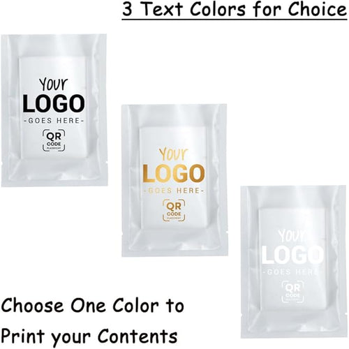 100PCS Customized Vacuum Heat Seal Bag,Open Top Packaging Bag with Clear Front,Single Color Printing for Logo/Text/QR Code (White, 13 * 18CM/5.0"*7.1"-100PCS-One Color Print)