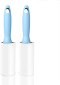 SunGrow Pet Lint Rollers for Dogs and Cats, Extra Sticky Adhesive, 2 Portable Fur/Hair Animal Hair Lifter for Clothes, Furniture, Carpet, Easy to Tear Dust Cleaner Brush, Blue Handle, 8” x 2”