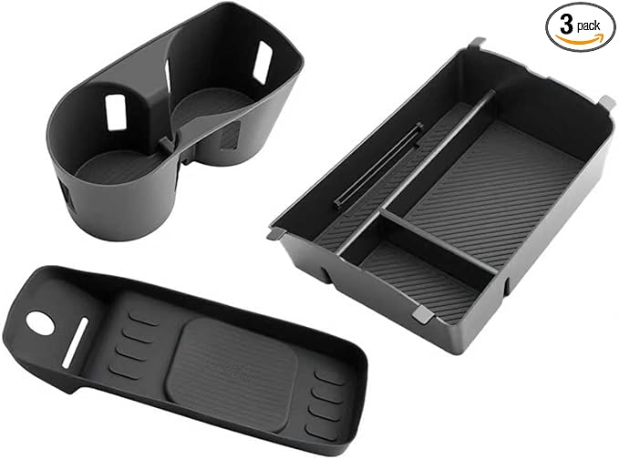 CDEFG 3Pcs for 2026 Hyundai Palisade Center Console Organizer for 2026 Hyundai Palisade Accessories Middle Console Storage Box & Wireless Charging Mat & Cup Holder Cover(Only for Split Armrest)