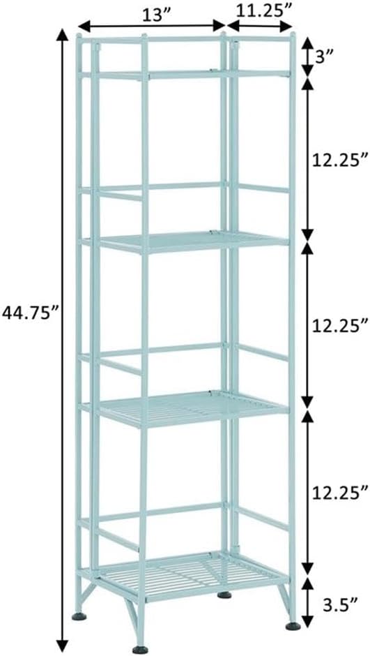 Convenience Concepts Xtra Storage 4-Tier Folding Metal Shelf, Seafoam, 13D x 11.25W x 45H in