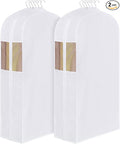 Univivi Premium Cotton Garment Bags for Hanging Clothes and Storage, 50 Inch Washable Suit Cover Bag with Extra Large 10" Gusset & Clear Window - Perfect for Suits, Coats, Jackets - 2 Pack