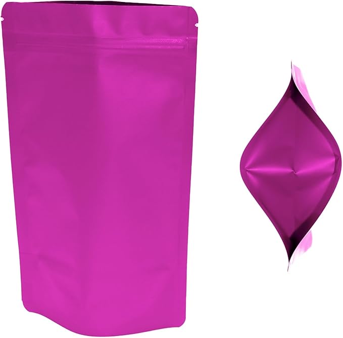 100PCS Smell Proof Resealable Pouch Bags,ULIFESTAR Aluminum Foil Flat Food Storage Bag,Sealable Pcsaging Zipper Pouches with Tear Notches for Pcsaging Lipgloss,Jewelry,etc(12*20cm/4.72*7.87",Purple)