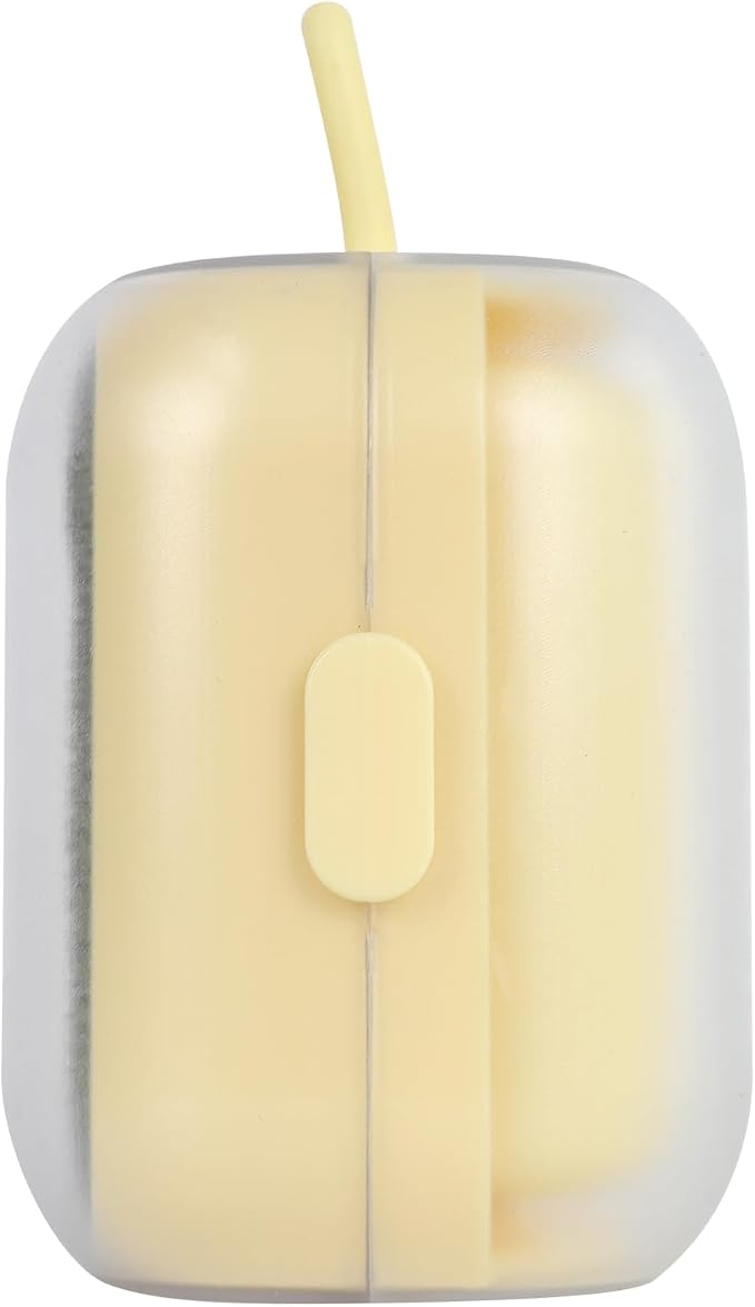 Mini Lint Brush/Roller, 2-in-1 Lint Remover, Yellow | Washable, Reusable Lint Roller, Portable Travel Size, For Pet Hair, Clothes, Carpet, Car, Includes Cleaning Brush