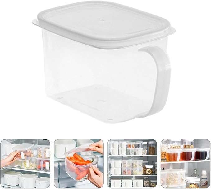Cabilock 2-Pack Food Storage Containers with Handles Clear Plastic Fresh Box 5X5X5 Inches for Kitchen Organization Flour and Sugar Storage