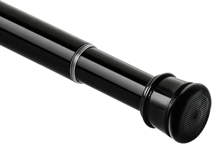 No Sectional Assembly Tension Curtain Rod 56-104 Inch | 1" Diameter Spring Long Adjustable Shower Curtain Rods for Bathroom Windows Closet No Drilling No Rust, Black