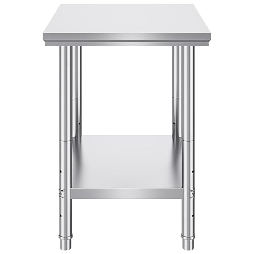 Mophorn Commercial Worktable & Workstation 24 x 30 x 32 Inch Stainless Steel Work Table Heavy Duty Commercial Food Prep Work Table for Home, Kitchen, Restaurant Metal Prep Table with Adjustable Feet