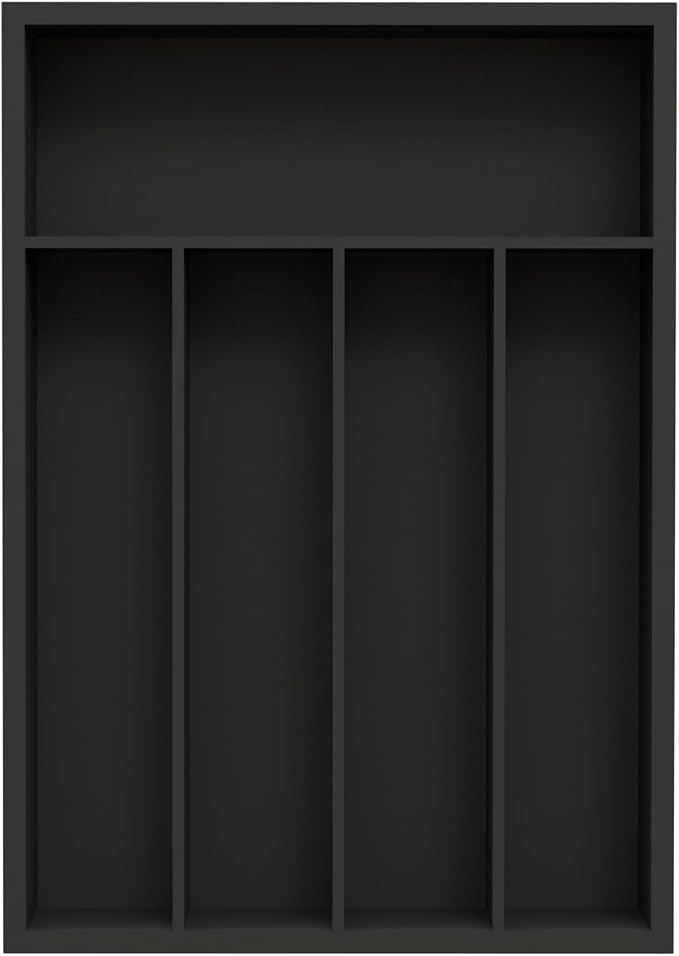 Unibambou Bamboo Kitchen Drawer Organizer - silverware organizer - Cutlery Tray - Utensil Tray - drawer dividers and Utensil Holder with Wood Silverware Holder for Flatware Cutlery (5 Slots, Black)