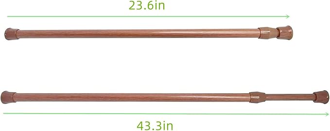 6 Pack Spring Tension Curtain Rod, 23.6-43.3 Inches Tension Rods Cupboard Bars Adjustable Spring Steel Tensions Rod Shower Rod Closet Rod