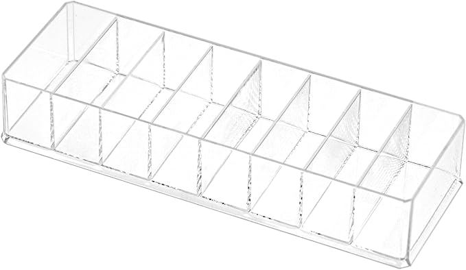 ZEXALOR Clear Drawer Organizer, 8 Sections Clear Organizer Drawer Dividers Office Desk Tray Bathroom Makeup Jewelry Trays (9.8×3.1×1.7")