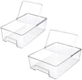 SANNO Freezer Containers Food Storage Containers Fridge Containers Plastic Organization Storage Bin for Fridge, Freezer, Pantry, Kitchen- Organizer for Fruit, Yogurt, Snacks, Pasta, set of 2