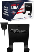 Pit Posse PP3187BK Aluminum Broom Holder Hanger for Trailer Garage Shop Storage - Made in USA - Whisk/Angle Brooms Wall Mount Utility Rack Caddy Cabinet Organizer for Enclosed Race Trailers (Black)