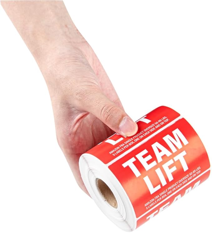 Restaurantware Label Tek 3 x 2 Inch Packaging Stickers 500 Premium Shipping Labels - Team Lift Sustainable Red Paper Inventory Stickers High-Visibility with Strong Adhesives