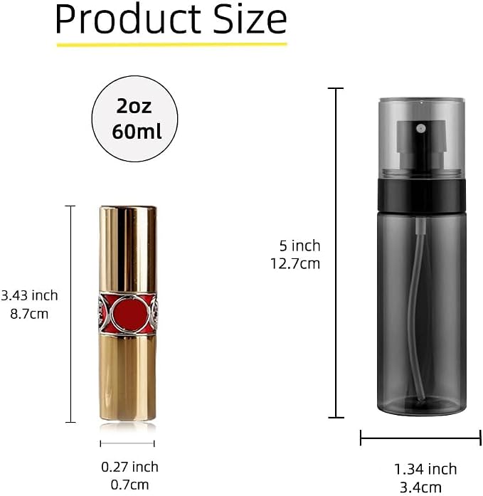 3 Pack Spray Bottles 2oz / 60ml, Fine Mist Small Spray Bottle Leak Proof, Refillable Travel Bottles for Toner, Cosmetics & Hair Care (Black, 2 oz / 60 ml)