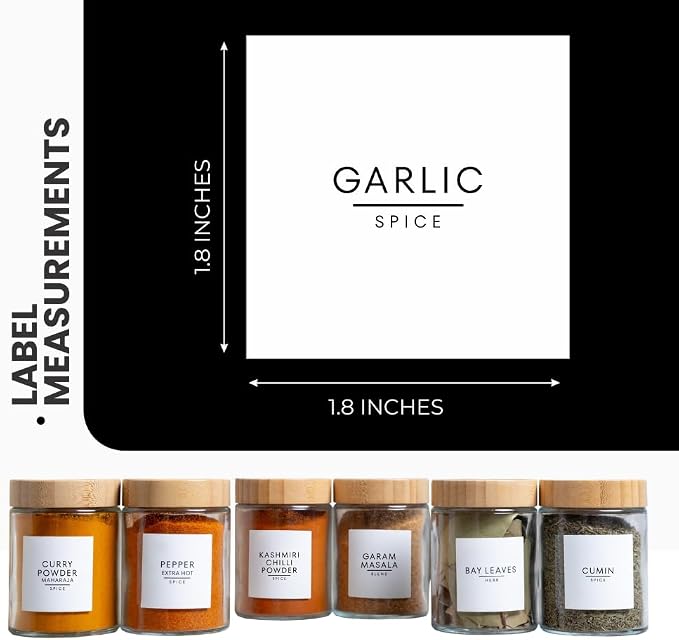 312 South Asian & Indian Spice Labels for Spice Jars including Best by Labels for Storage Organization & Kitchen Pantry- South Asia Spice Collection (White, Square)