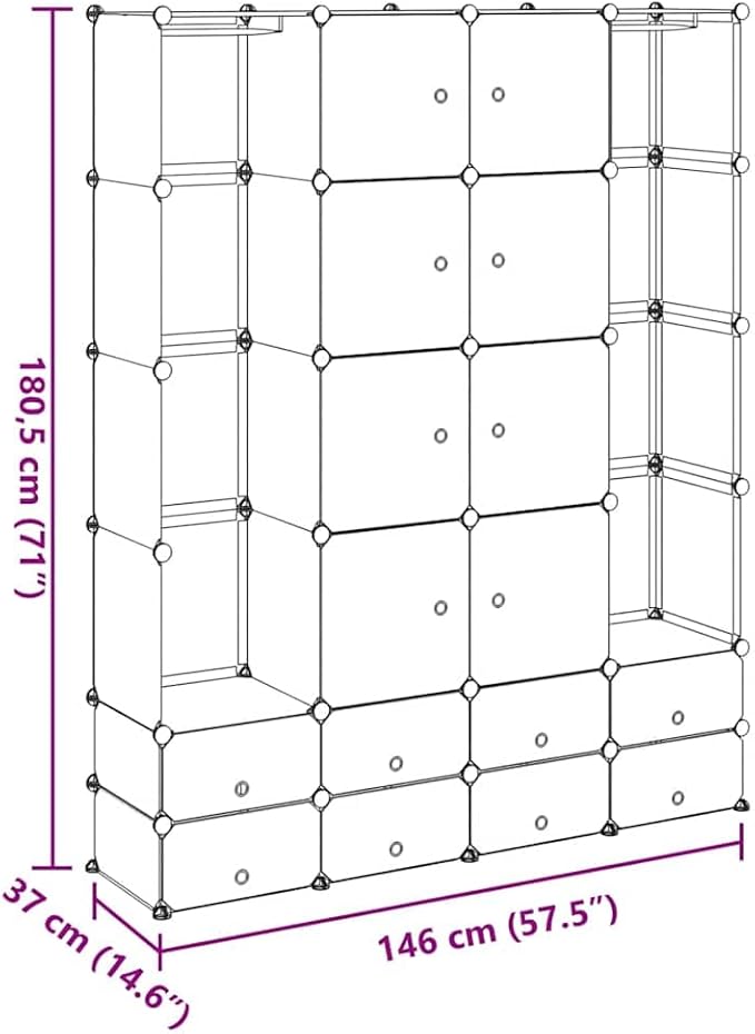 vidaXL Modular Storage Black and White Plastic and Steel Wire