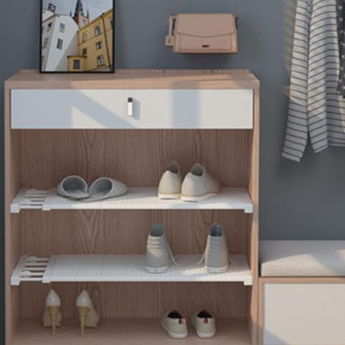 Expandable Closet Shelf Dividers Adjustable Cabinet Storage Rack Hanger Wardrobe Organizer Tension Rod Separators for Bedroom Bathroom Kitchen Bookshelf (Width 9.45 in, Length 11.8-15.75 in)