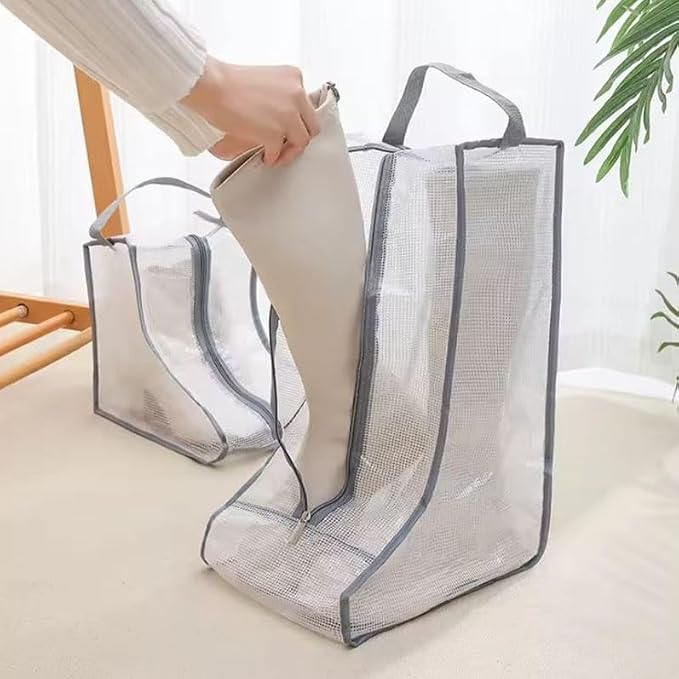 Portable 2 Pack Boots Storage, Tall Boots Storage/Protector Bag | Grey Portable waterproof storage bags are used for travel storage,under the bed,wardrobe,shoe cabinet and other home storage