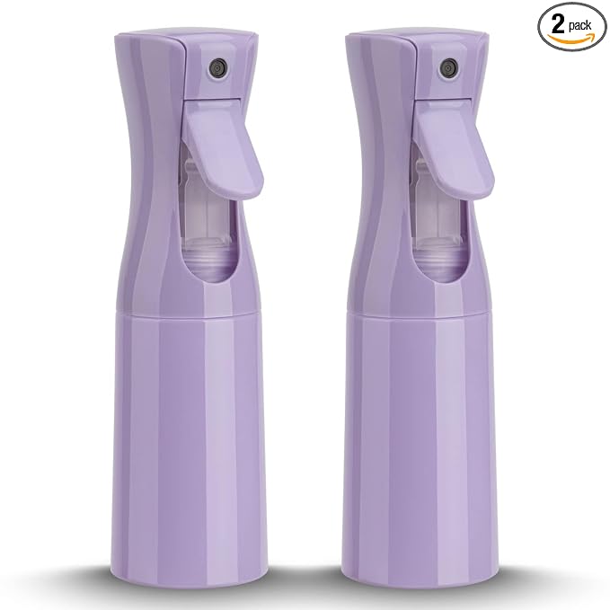 Spray Bottle for Hair (6.8OZ /200ML) Continuous Ultra Fine Mist Sprayer for Hair, Salons, Barber, Plants, Skin Care, Cleaning 2 Pack PURPLE