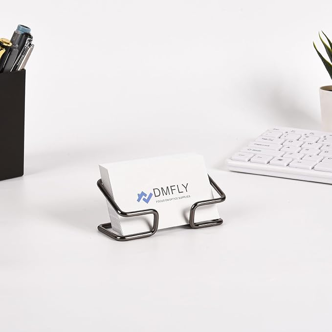 Metal Business Card Holder for Desk, Cute Card Display Stand, Compatible with Various Countertops, Black