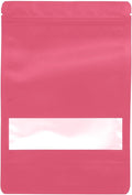 100PCS Foil Pouch Mylar Bags with Clear Window,ULIFESTAR Stand Up Sealable Bags with Tear Notches,Resealable for Food,Party Favors,Gift Packaging and Small Business(16 * 24cm/6.3 * 9.45",Pink)