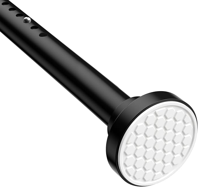 MEXAU Black Shower Curtain Rod 40-113 Inch Adjustable 1.26 Inch Diameter Tension Curtain Rod No Drill, Tension Rod for Window, Bedroom, Bathroom, Outdoor, Room Divider