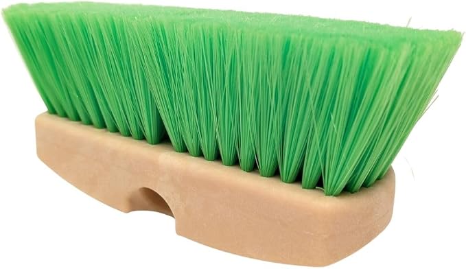 Teravan Green Flow Through Essential Flagged-End Brush Head, 8-Inch | Extra Soft Bristle Brush for Gentle Car Wash, RV, Boat, Window & Floor Cleaning, Compatible with Pole Handle