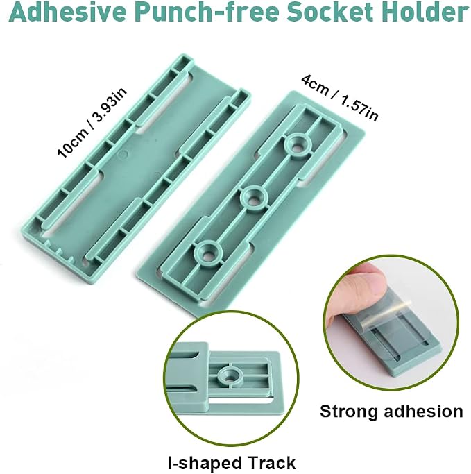 18 PcsPower Strip Holder, Adhesive Punch-Free Power Socket Holder with Cable Clips, Power Strip Mount Wall for Remote Control Router Computer Kitchen Home and Office