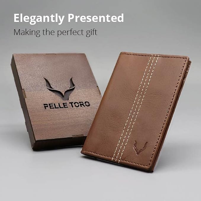 Minifold Men's Slim Leather Wallet with RFID Blocking Contactless Handmade, Minimalist and Slim, in Gift Box for Men