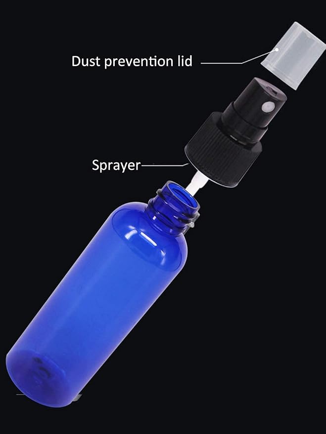 12 Pack 3.3 oz Blue Plastic Spray Bottles For Essential Oils, Perfumes, Cosmetics, Alcohol, Fine Mist Spray Bottle, Cosmetic Spray Bottle, Refillable Liquid Conainters