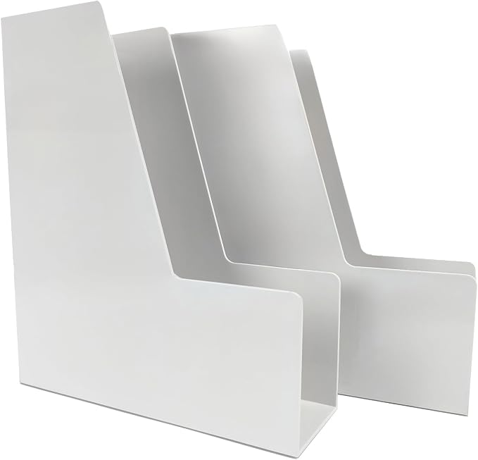Vertical File Holder, Plastic Document and Magazine Organizer, Multi-purpose Document Organizer for Home Office (White)